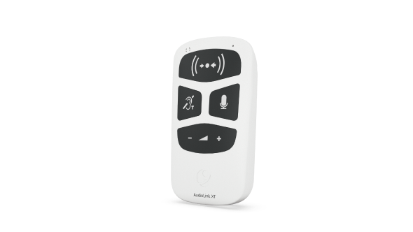 AudioLink XT AudioLink XT with buttons for built-in telecoil, streaming from other devices, remote microphone, and volume